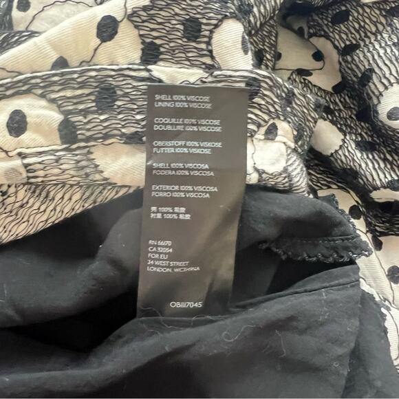 ANTHROPOLOGIE by Jane Black White Textured Floral Babydoll Dress Size 16 - Picture 15 of 16